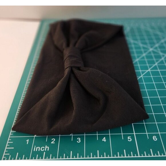 Black Knit Headwrap Hairband Soft Stretchy Headband Fabric Unisex Sweatband - Picture 4 of 8